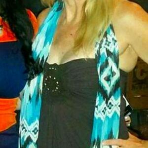 Chicos Southwestern Teal Turquoise Black White Chiffon